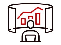 Presentation with graph graphic icon