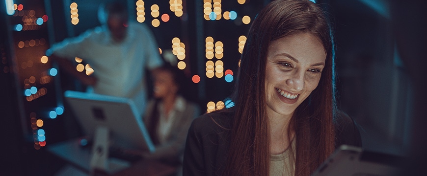 Person working in a data center