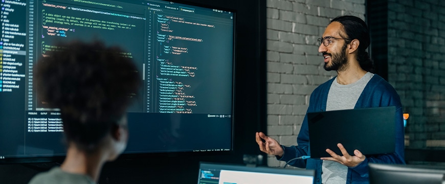 People reviewing code