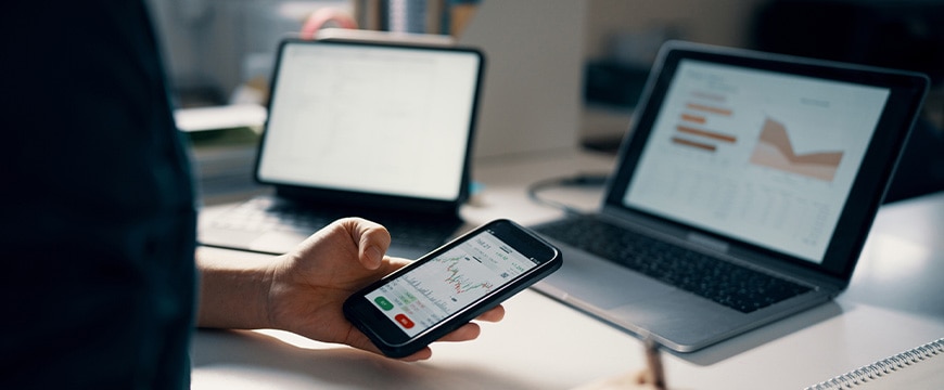 Person using multiple devices