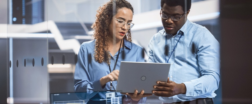 People working at computer