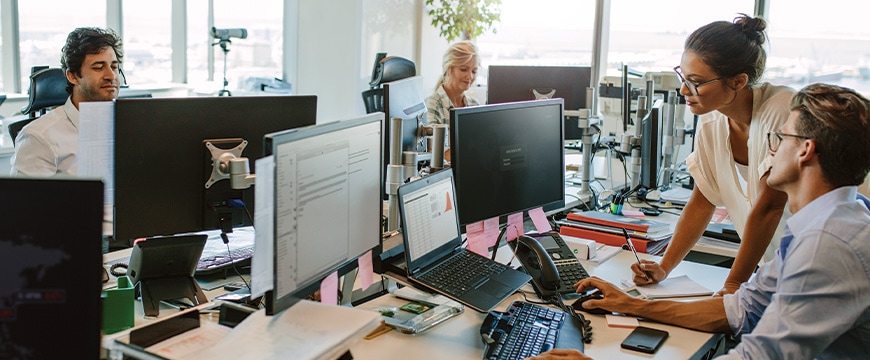 People working at computers