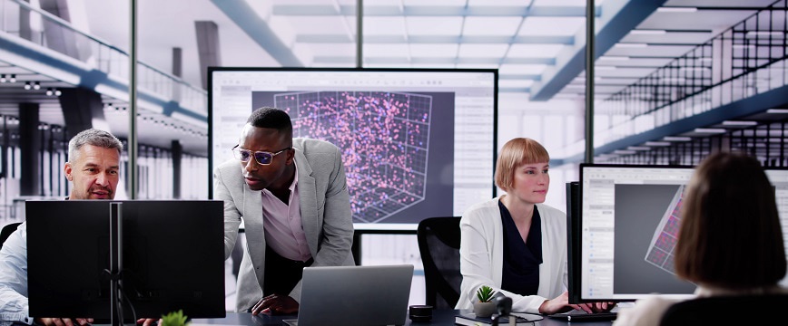 4 people collaborating at work