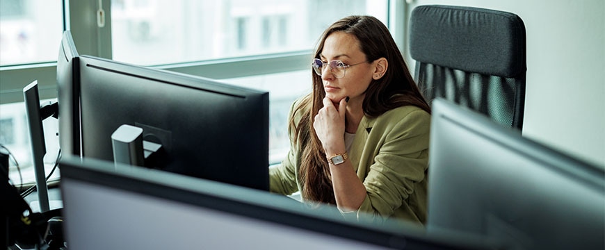 Person working at desktop in the office