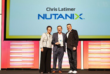 Chris Latimer of Nutanix receives his CDW Partner of the Year award. 