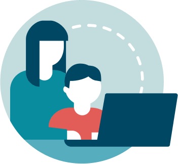 Person using a computer to work remotely