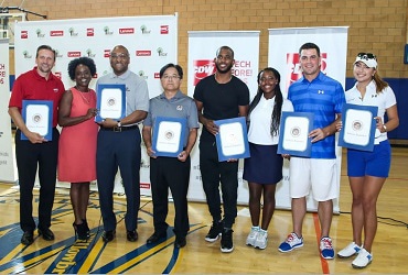 Ben Weiss, Chris Paul, Gary Woodland and Alison Lee with Chris Paul Family Foundation