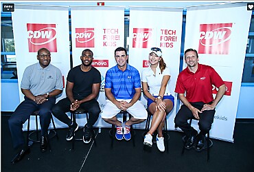 Chris Paul, Gary Woodland, Alison Lee and Ben Weiss at CDW Tech Fore! Kids event