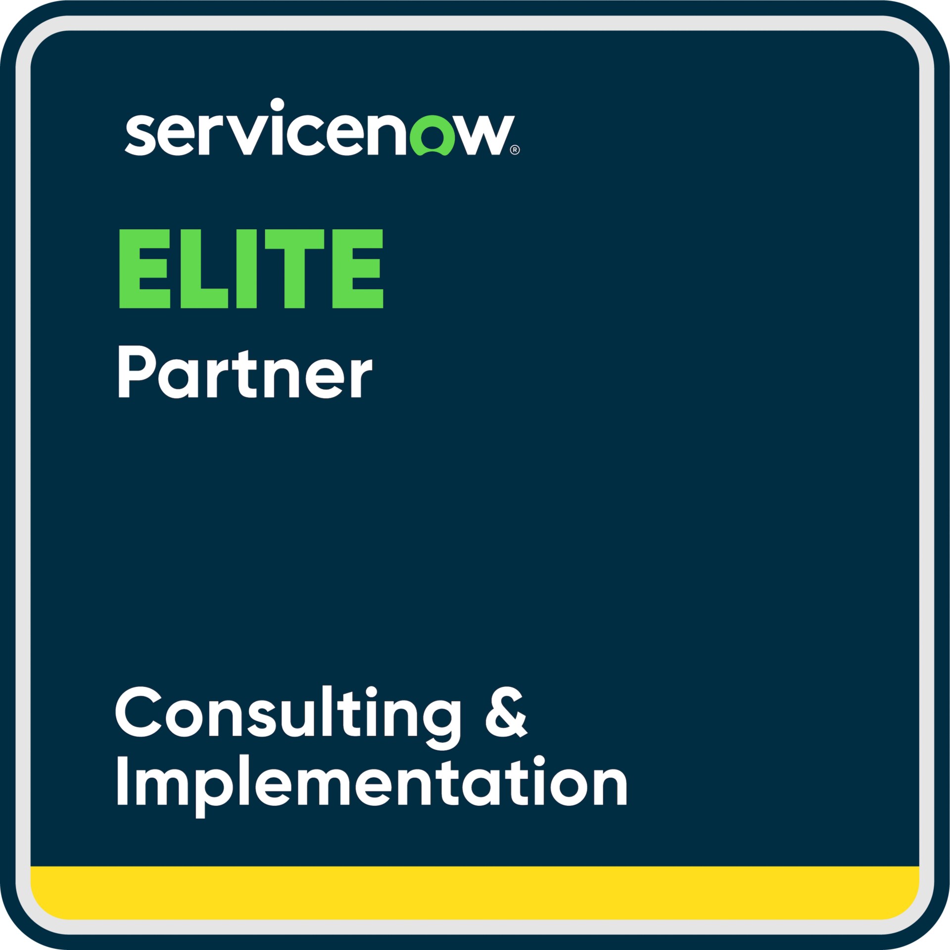 ServiceNow Elite Partner Consulting & Implementation badge
