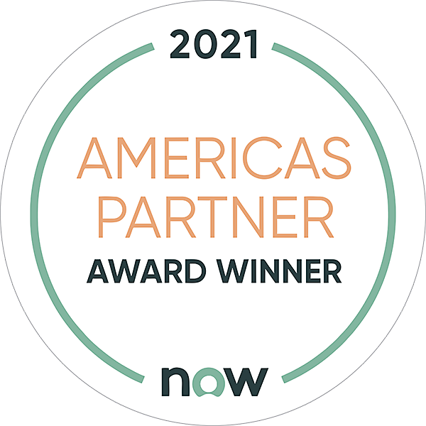 2021 Service Now America Partner Award Winner Badge