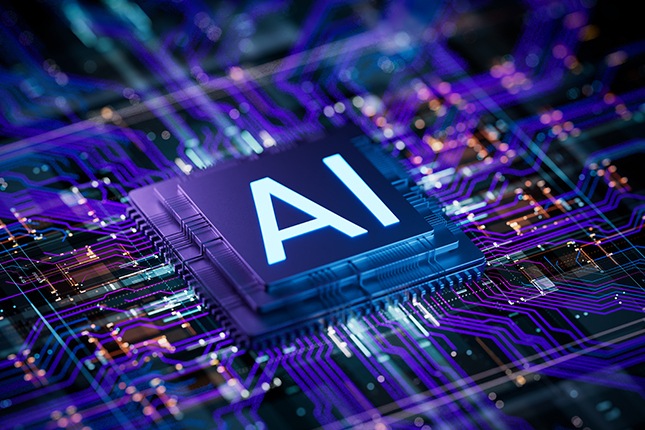 Image of artificial intelligence chip inside a computer system.