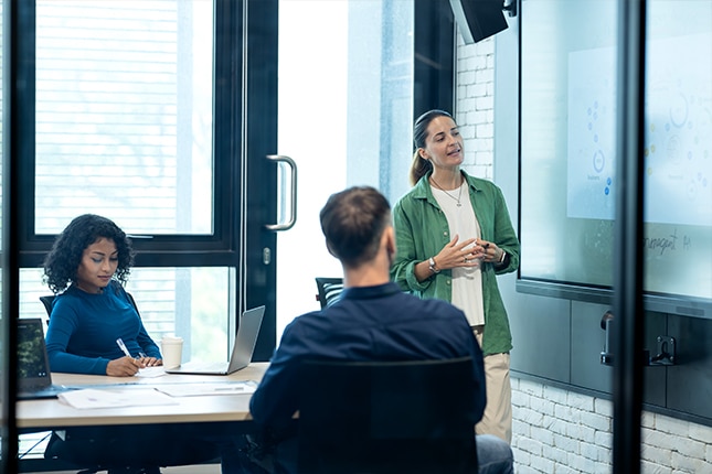 thumbnail image of a meeting taking place inside a conference room