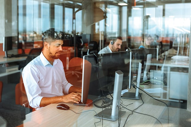 Employees working in call center.